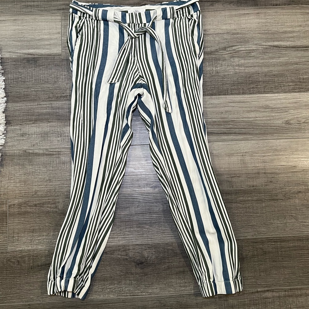 Loft belted striped trousers